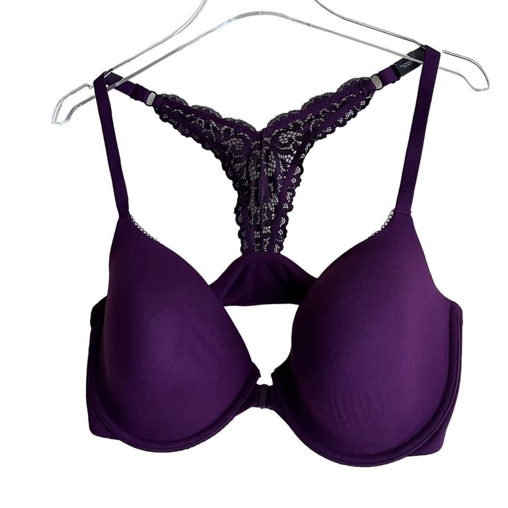 Victoria's Secret Purple Lace Racerback Push-Up Bra sz 38 DD